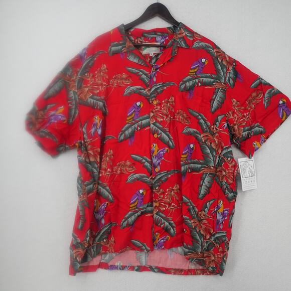 NEW Paradise Found Men's XL Tom Selleck Magnum PI Hawaiian Shirt RED Button Up - Picture 1 of 8